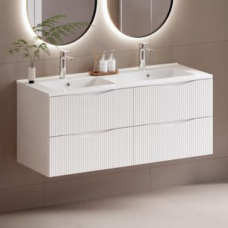 Petits Meubles Mueble doble lavabo encastrado 120cm paneles de melamina y mdf blanco