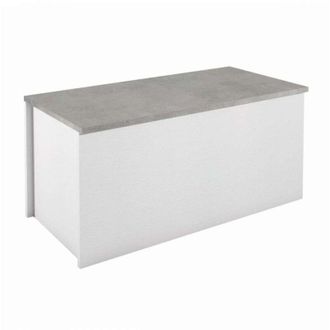 Terraneo Baule Bianco Cemento 90x45x45 - Contenitore con Chiusura Rallentata - Terraneo
