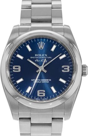 Rolex Pre-owned Rolex Air King 34 Automatic Chronometer Blue Dial Mens Watch 114200 BLSO
