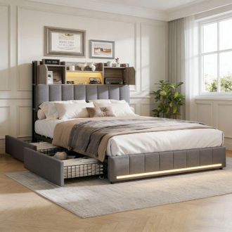 OEM Lit Simple - Pocketpop - 90x200 Cm - 2 Cajones - Led Y Usb - Gris
