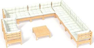 vidaXL Muebles De Jard&iacute;n 12 Piezas Y Cojines Madera Maciza De Pino Vidaxl