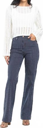 Judy Blue High Waist Tummy Control Striped Straight Jeans In Navy And White Pinstripe