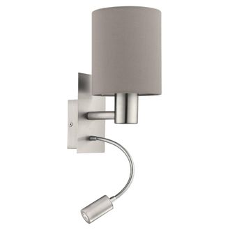Eglo Pasteri Wall Lamp with Reading Light - Taupe | TJ Hughes
