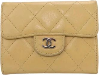 Chanel Pre-owned Portemonnee / Muntetui - Dames - Vintage Accessoires - Beige - ONE Size - Leer - Vintage