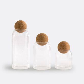 La Redoute Interieurs Set van 3 potten in glas, Korka