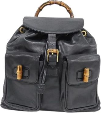Gucci Pre-owned Backpacks, female, Black, Size: ONE SIZE Pre-owned Leather Backpack