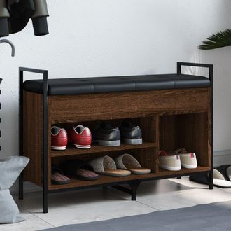 vidaXL Vidaxl - Banco Zapatero Madera De Ingenier&iacute;a Marr&oacute;n Roble 85,5x32x57,5cm