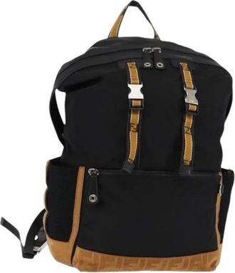 Fendi Pre-owned Canvas Rugzak - Dames - Vintage Rugzakken - Zwart - ONE Size - Vintage