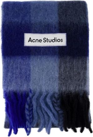 Acne Studios Mohair Geruite Sjaal - unisex - Wintersjaals - Blauw - ONE Size - Wol - Accessoires