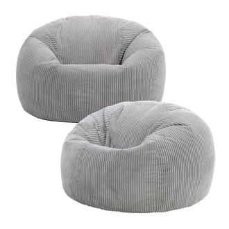 Icon Brand Kingston Classic Beanbag, Corduroy 2 Pack in Light Grey