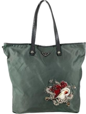 Prada Pre-owned Nylon Tote Bag - Dames - Vintage Shopper - Groen - ONE Size - Nylon - Vintage