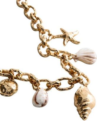 Mango Sea Shell Charm Necklace in Gold at Nordstrom
