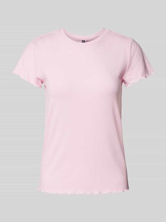 Pieces Slim Fit T-Shirt in Rippoptik Modell NICCA in Rosa, Gr&ouml;&szlig;e S