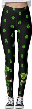 Generic 2025 St. Patricks Day Yoga Pants Shamrock Leggings for Women Ladies UK Irish Green Clover Graphic High Waist Soft Stretchy Workout Gym Leggings Tights