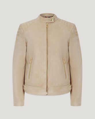 Belstaff Chaqueta Mollison Para Mujer Lightweight Suede Gris Elefante Oscuro Eu 36