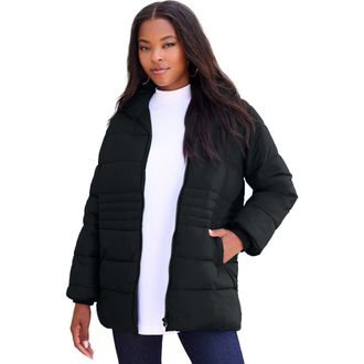 Roaman's Plus Size Lightweight Quilted Jacket in Black at Nordstrom, Size 2X