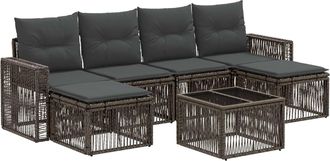 vidaXL Conjunto De Sof&aacute;s De Jard&iacute;n 7 Uds. Gris Y Gris Oscuro Vidaxl