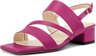 Castamere Womens Slingback Low Chunky Block Heel Peep Open Square Toe Dress Sandals Casual Office Summer Shoes 3.5 CM Heels Magenta 6.5 UK