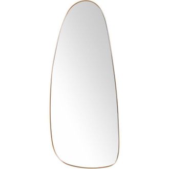 Beliani Beliani - Modern Minimalist Oval Decorative Wall Mirror Metal Iron Frame Living Room Decor 39 x 95 cm Gold Cergy