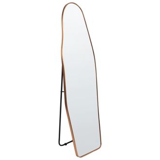 Beliani Espejo De Pie 48 X 160 Cm Marco De Aluminio Forma Irregular Soporte Completo Dorado Larche