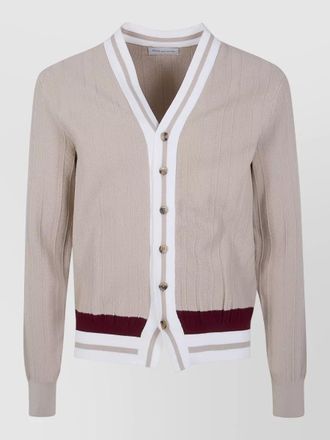 Dries Van Noten magpie cardigan contrast trim v neck