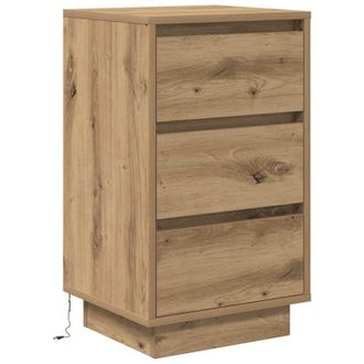 vidaXL Bedside Cabinet with LED Lights Artisan Oak 38x34x65 cm vidaXL