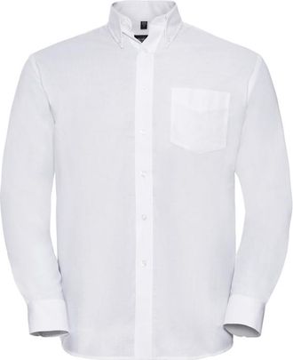 Russell Athletic Russell Collection Heren Oxford overhemd met lange mouwen (Wit)