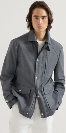 Brunello Cucinelli Bonded fresco field jacket in Grey at Nordstrom, Size 48 It