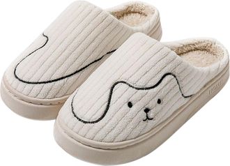 Generic Slippers Women Couples Men Women Slip On Furry Flat Home Winter Round Toe Keep Warm Prints Cozy Clogs Cartoon Color Block For Couples Cozy House Slipp