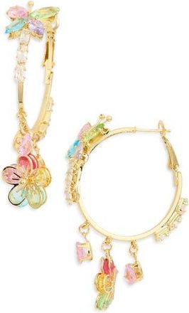Eye Candy Los Angeles Karmen Flower Dangle Hoop Earrings in Gold/Pink Multi at Nordstrom Rack
