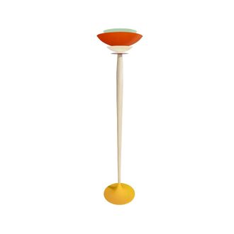 Tosel Lamp&aacute;ra de pie madera,metal Alt.162cm AMARILLO ;Pantalla: orange