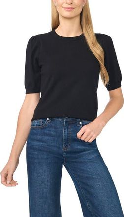 CeCe by Cynthia Steffe Puff Sleeve Sweater in Rich Black at Nordstrom, Size X-Large
