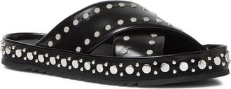 Fendi Leather Studded Slide Sandal in F05U0 Nero Palladio at Nordstrom, Size 37.5