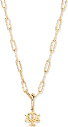 Brook & York Aries Zodiac Charm Paperclip Necklace in Gold/libra at Nordstrom