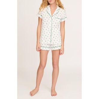 Petite Plume Featherweight Pima Cotton Short Pajamas in Green at Nordstrom, Size X-Small