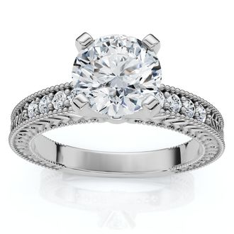 Pompeii3 Certified 1.60Ct Vintage Diamond Engagement Ring 14k Gold or Platinum Lab Grown