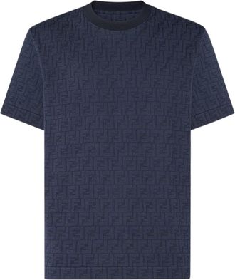 Fendi DARK BLUE FF COTTON PIQUET T-SHIRT - Fendi - Man