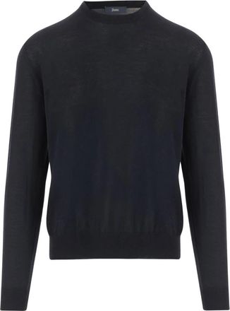 Herno Wool And Silk Knit - Heren - Ronde hals truien - Blauw - XL - Wol - Truien & Vesten