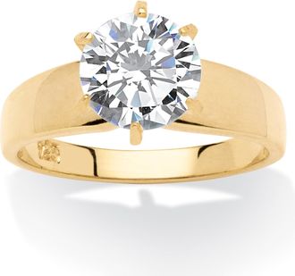 Palm Beach Jewelry 3 TCW Cubic Zirconia Solitaire Ring in 14k Gold-plated Sterling Silver
