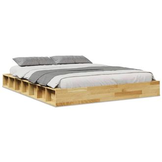 Berkfield Home Bed Frame without Mattress 140x200 cm Solid Wood Oak in Brown
