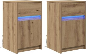 vidaXL Led Bedside Cabinet 2 pcs Artisan oak 38 x 34 x 61 cm Vidaxl