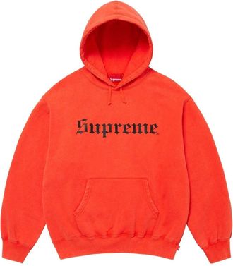 SUPREME FW25 Washed Old English Hooded Sweatshirt Orange SUP-FW25-107-ORG