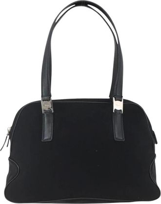 Ferragamo Pre-owned Handbags, female, Black, Size: ONE SIZE Pre-owned Vintage Leather Trimmed Canvas Satchel