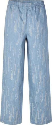 Lollys Laundry Stijlvolle Gedeconstrueerde Denim Broek - Dames - Wijde Broeken - Blauw - XS - Denim - Broeken