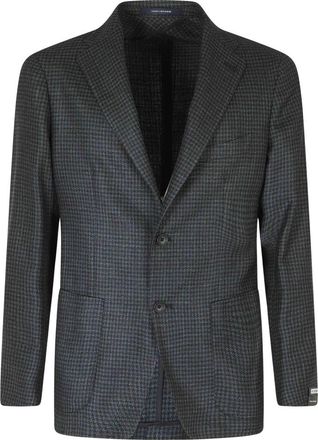 Tagliatore Giacca Lana Seta Pied de Poule - Heren - Blazers - Groen - XL - Wol - Jassen