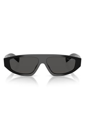 Prada 58mm Irregular Sunglasses in Black /Dark Grey at Nordstrom