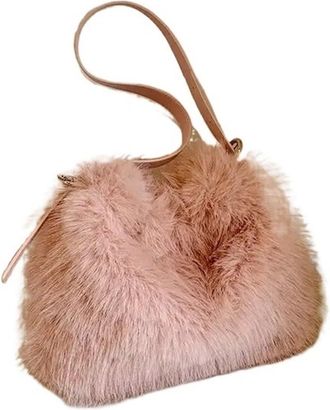 Generic Compatible For Plush Crossbody Bag Womens Handbag Versatile Personality(Pink)