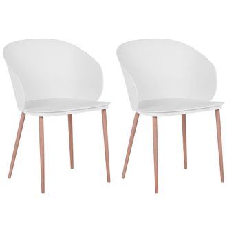 Beliani Beliani - Conjunto De 2 Sillas De Comedor Con Patas De Metal Material Sint&eacute;tico Blanco Sala De Estar Moderna Blaykee