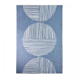 Un amour de tapis Alfombra de terraza exterior kilim reversible azul y blanco 160x230
