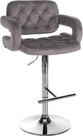 Clp Clp - Taburete De Bar Dublin En Terciopelo Gris Metal Cromado